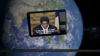 a tv screen with a picture of a man on it