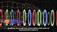 a woman is laying on a bed with a lot of lights around her